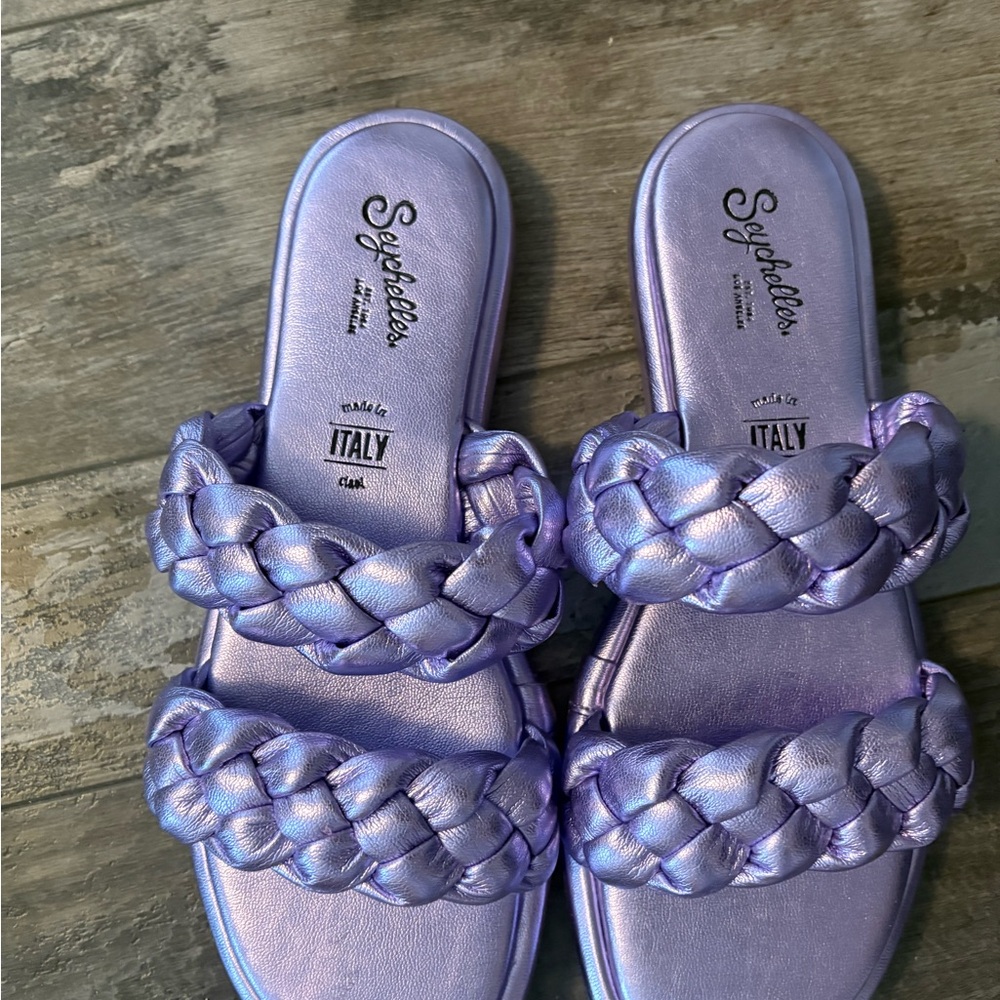 Seychelles Purple Braided Slide Sandals